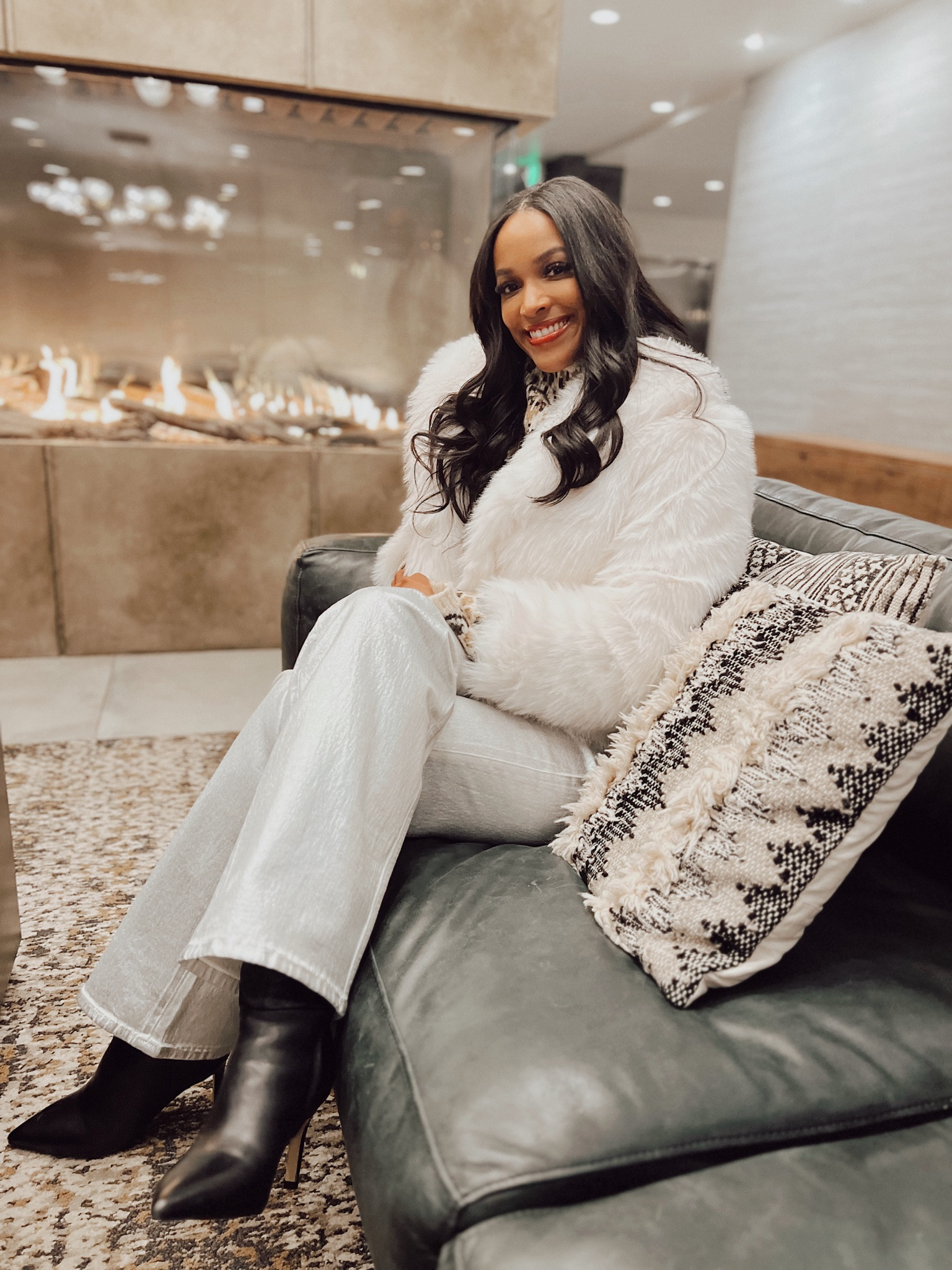 Faux fur coat 
Wearing a small 

#LTKSeasonal #LTKSaleAlert #LTKStyleTip