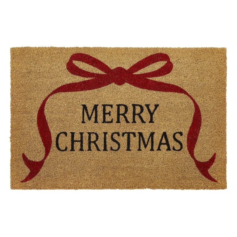 VCNY Home Multi Merry Christmas Bow Outdoor Coir Doormat, 18" x 30" | Walmart (US)