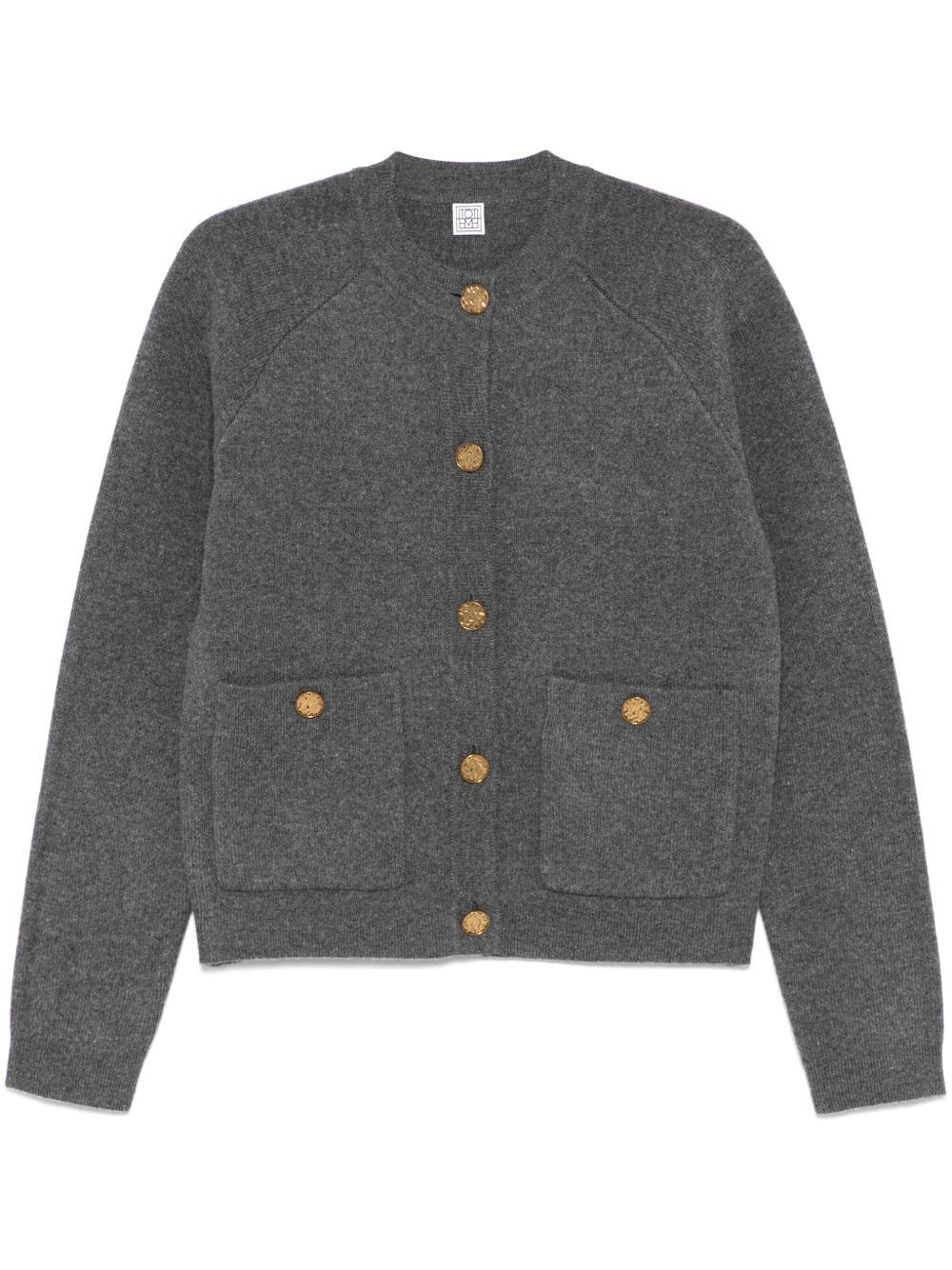 TOTEME hammered-buttons cardigan - Grey | Farfetch Global