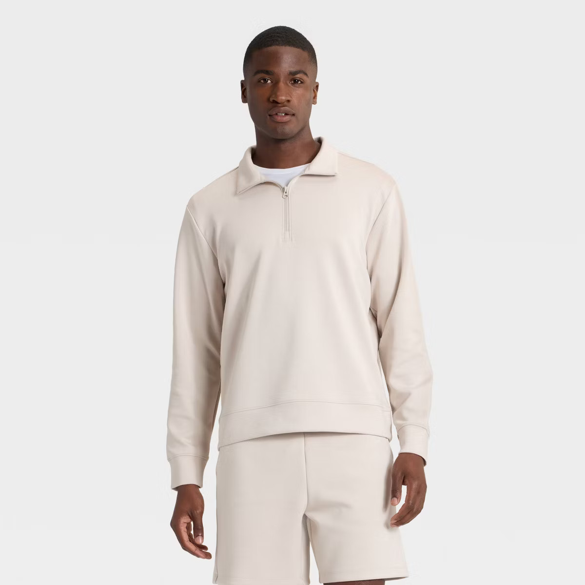 Men's Sleek Spacer Half Zip Sweatshirt - All In Motion™ Beige L | Target