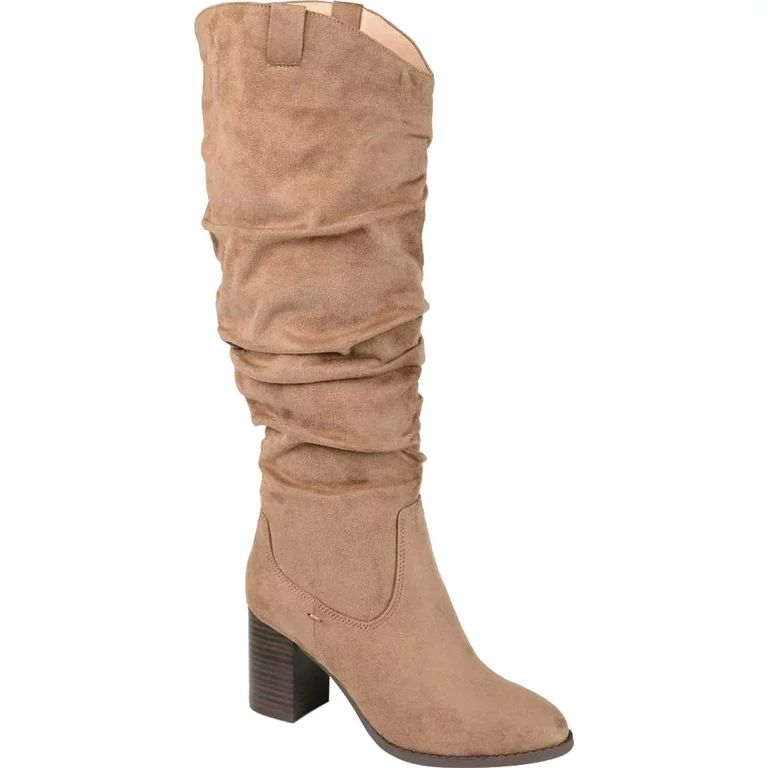 JOURNEE COLLECTION Womens Beige Pull Tabs Aneil Round Toe Block Heel Zip-Up Dress Slouch Boot 8.5... | Walmart (US)