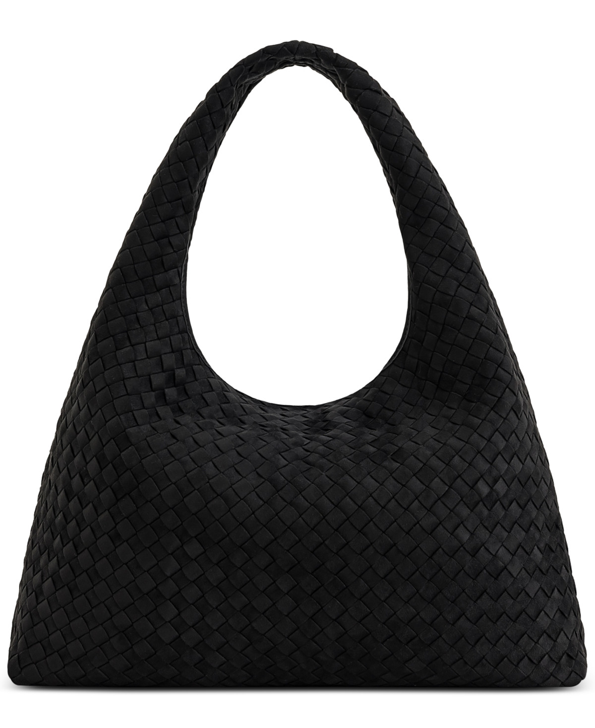 Laura Faux Suede Woven Shoulder Bag - Black | Macy's