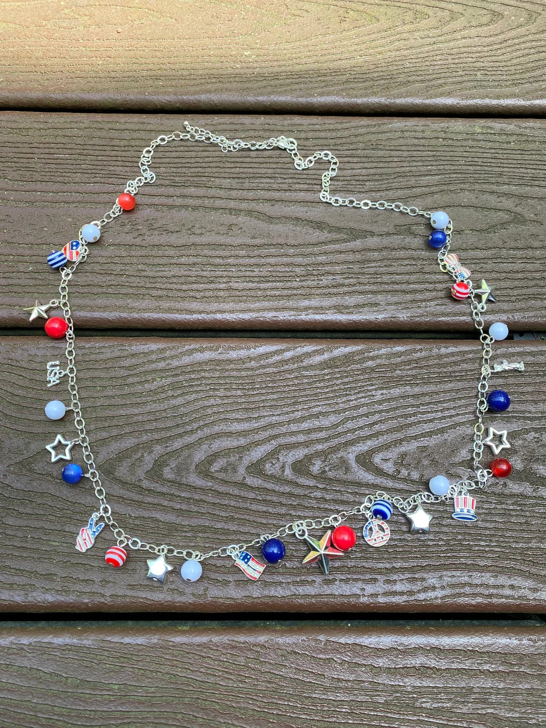 Vintage Jewelry Beautiful Red White and Blue Patriotic 4th of July Charm Necklace - Etsy | Etsy (US)
