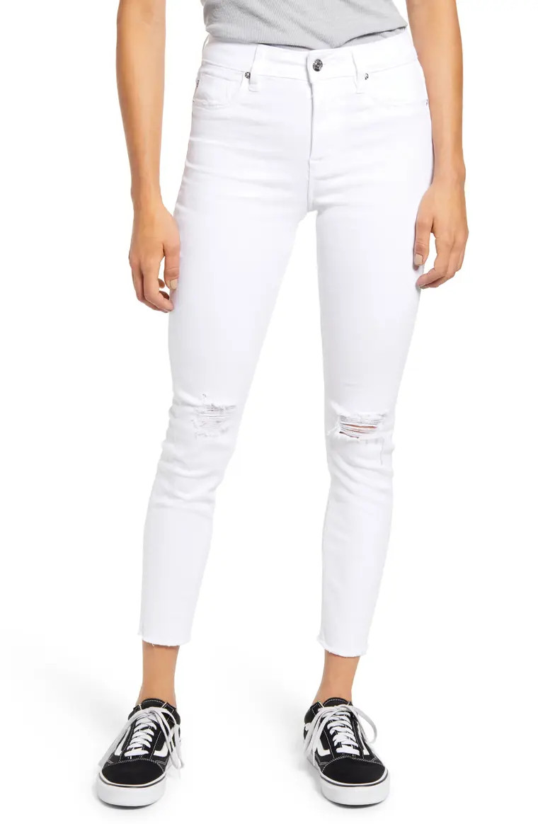 Ace High Waist Ripped Raw Hem Skinny Jeans | Nordstrom