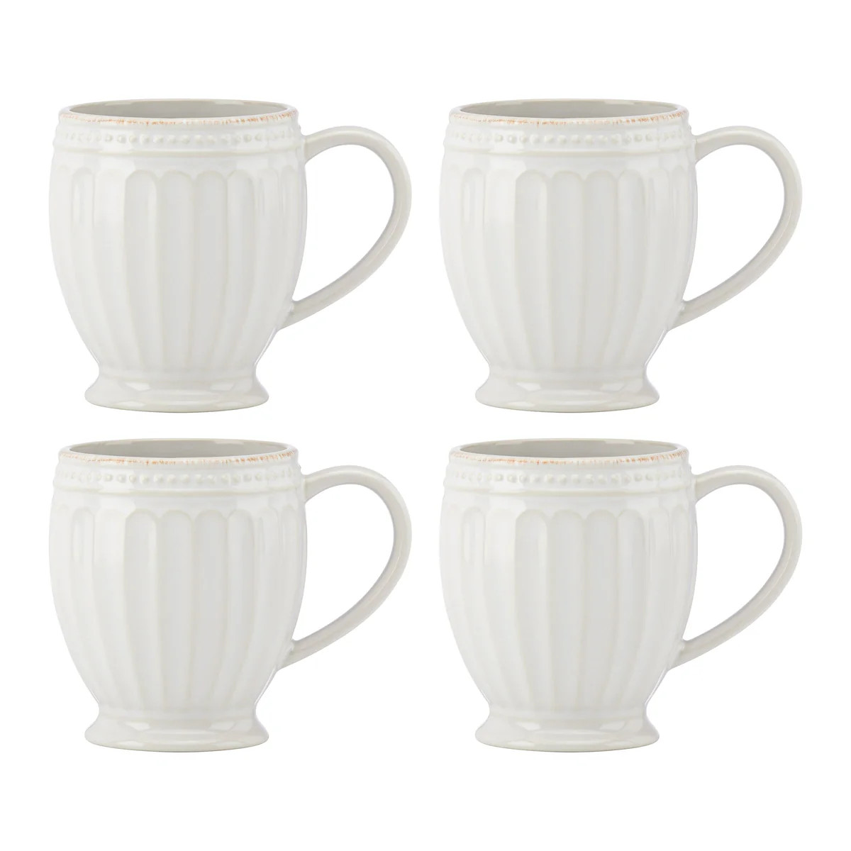 French Perle Groove Mugs, Set of 4 | Lenox