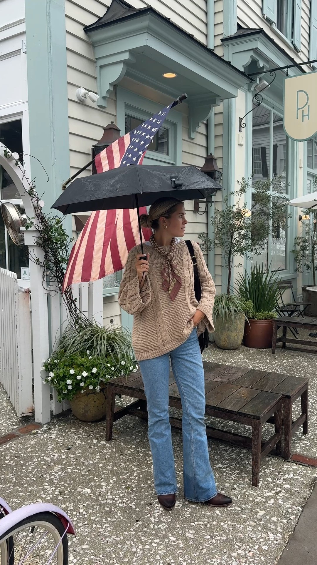 size up in sweater! i’m in a large 
size 26 extra long in jeans 
size down half size in boots 

#LTKStyleTip #LTKFindsUnder50 #LTKSaleAlert