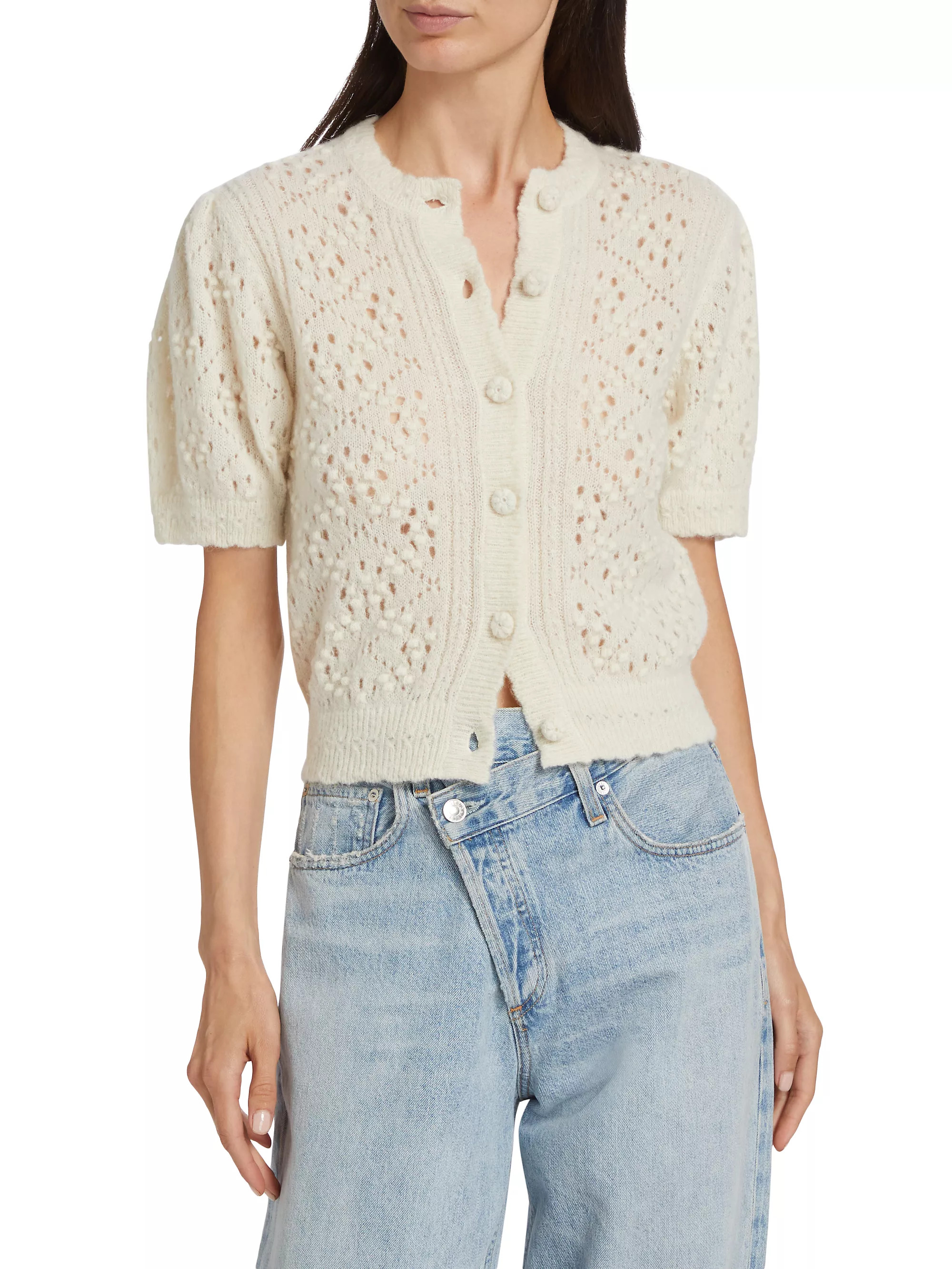 Mirabelle Alpaca-Blend Short-Sleeve Cardigan | Saks Fifth Avenue