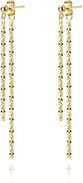 Reffeer Solid 925 Sterling Silver Tassel Chain Dangle Earrings for Women Teens Minimalist Dangle ... | Amazon (US)