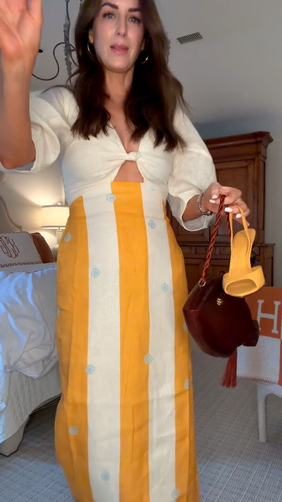 This may just be my favorite thing I'm packing for our upcoming cruise. If you've had your eye on this dress, consider this your sign—there are only select sizes remaining and it's every bit as fabulous in person. The shoes are an investment, but one I've never regretted. They elevate everything and have proven far more versatile than I ever expected. Paired with this gorgeous wooden statement bag, it's the kind of outfit you'll wear now and love for years to come. Linked for you before it sells out! 

 #LTKSeasonal #LTKOver40 #LTKTravel