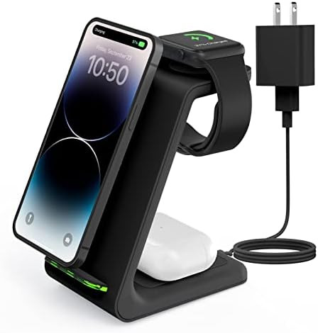 Wireless Charging Stand, GEEKERA 3 in 1 Wireless Charger Fast Charging Dock Station for Apple Wat... | Amazon (US)