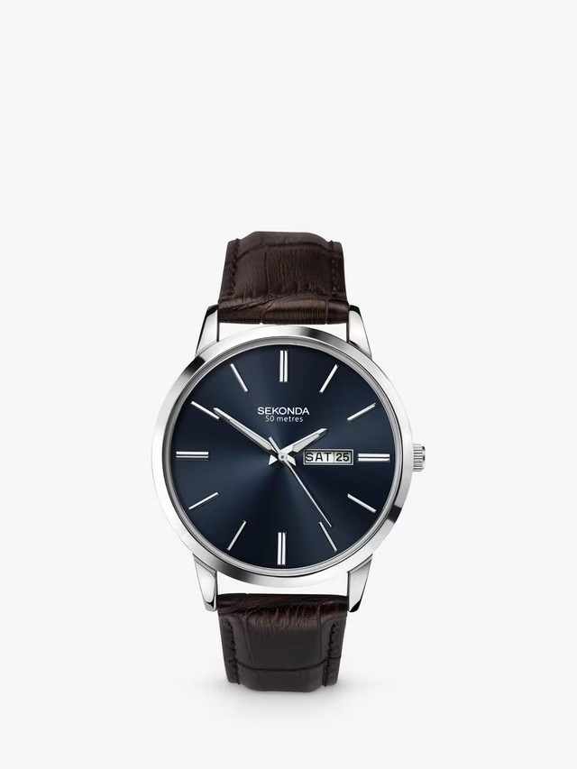 SekondaMen's Day Date Leather Strap Watch | John Lewis (UK)