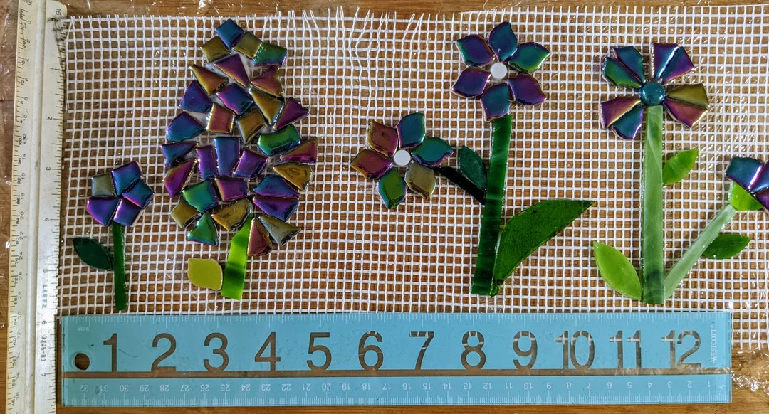 Hand Designed Floral Mosaic Vignettes Glued on Mesh Just Cut and Use in Your Mosaic Art Works - E... | Etsy (US)