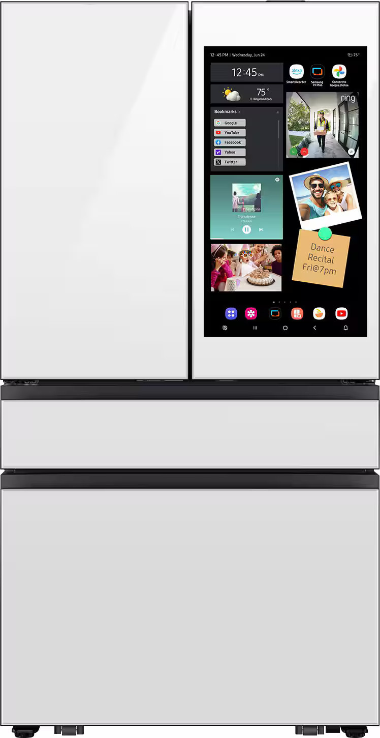 Samsung - Bespoke 23 cu. ft. Counter Depth 4-Door French Door Refrigerator with AI Family Hub™+ & AI Vision Inside™ - White Glass | Best Buy U.S.