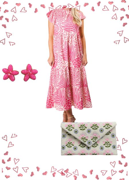 I could see you in this perfect long, pink dress with pink floral earrings and a beaded floral clutch. This outfit would be perfect for Mother’s Day, a bridal shower, a christening, baby naming, graduation, and more. 

#LTKstyletip #LTKFind