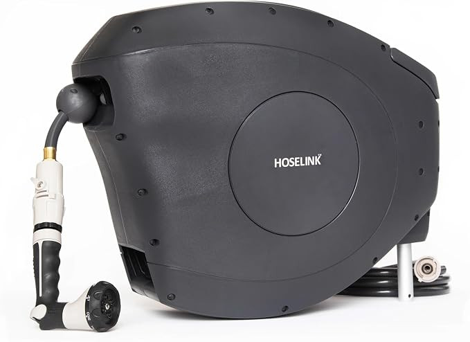 HOSELINK Classic Charcoal 100ft Automatic Retractable Garden Hose Reel, 1/2" UV-Stabilized Kink-F... | Amazon (US)