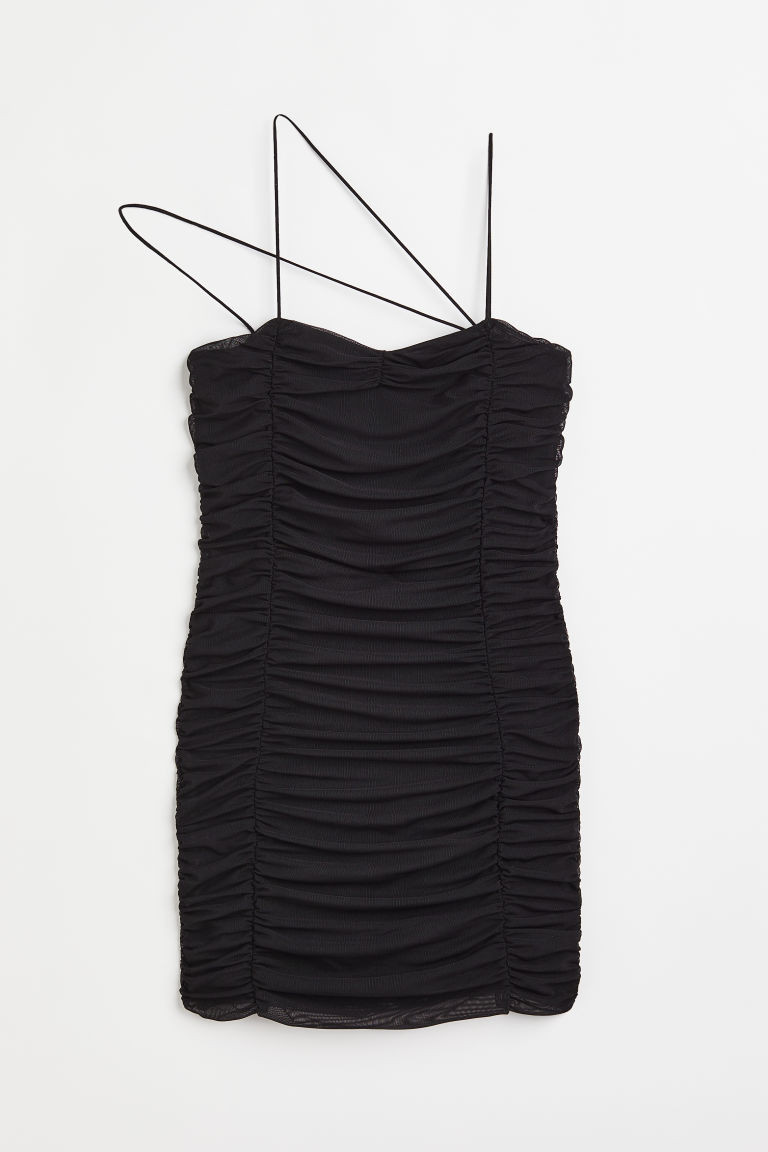 H & M - Kurzes gerafftes Kleid - Schwarz - Damen | H&M (DE, AT, CH, NL, FI)