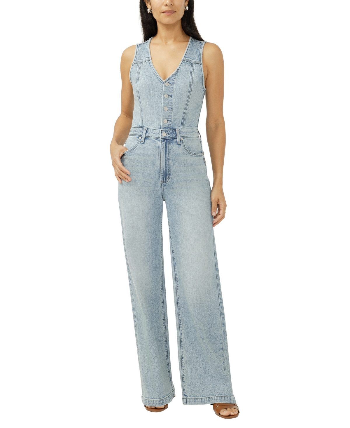 Silver Jeans Co. Women's Wide-Leg Vest Jumpsuit - Holbox | Macy's
