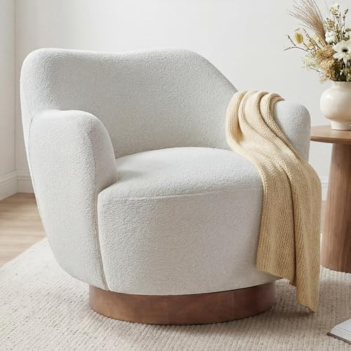 Swivel Accent Chair,Upholstered Barrel Chair with Curves Camel Back Design,Modern Arm Chair with ... | Amazon (US)