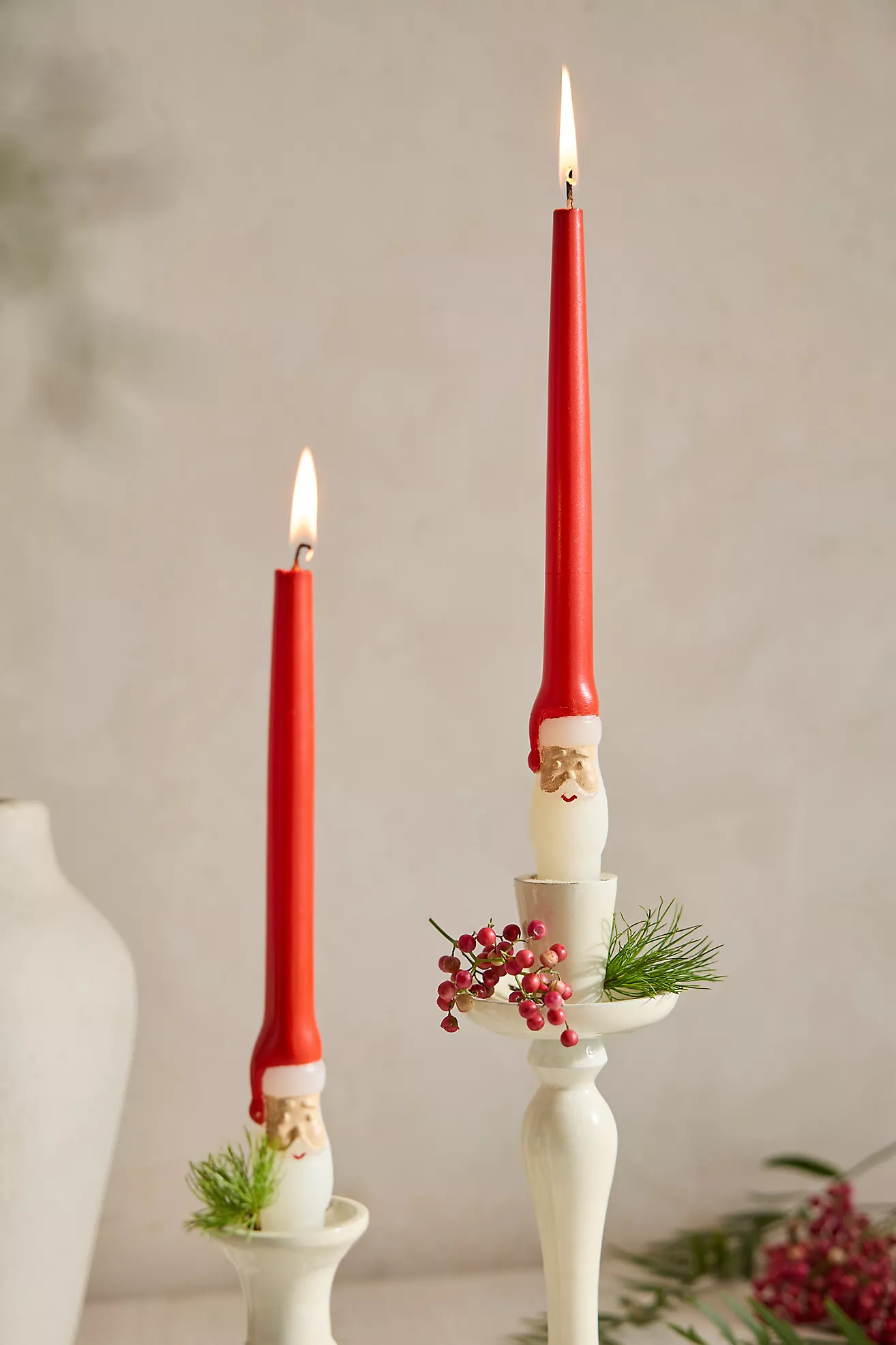 Santa Taper Candles, Set of 2 | Terrain