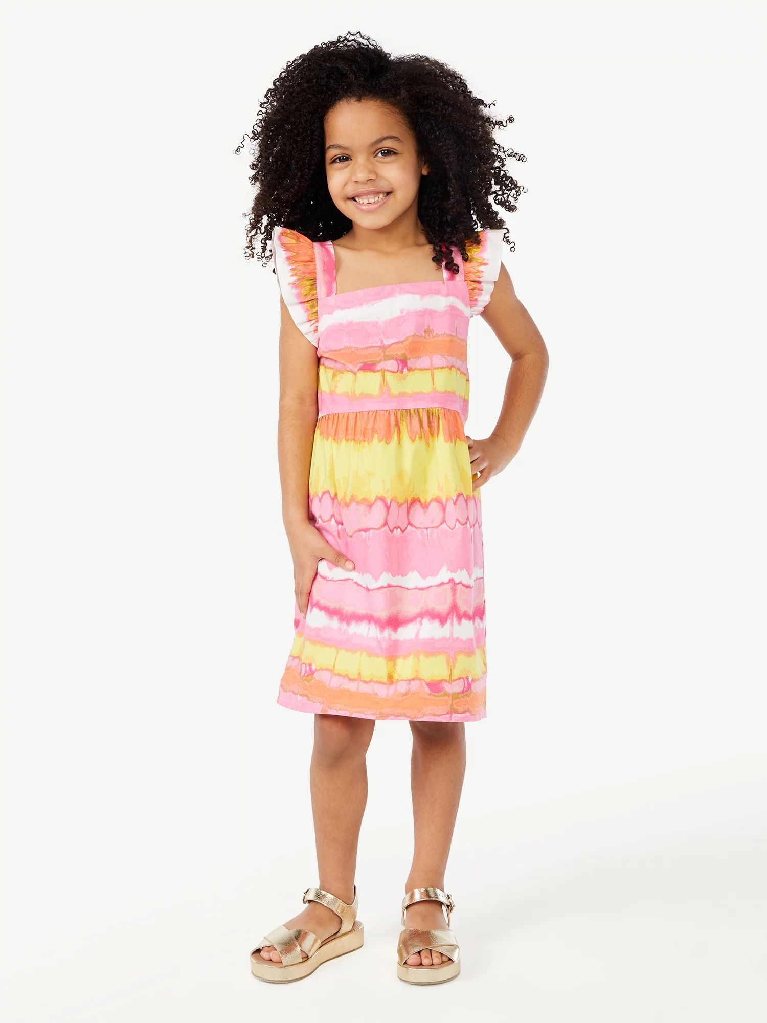 Scoop Girls Mommy & Me Print Dress with Flutter Sleeves, Sizes 4-12 | Walmart (US)