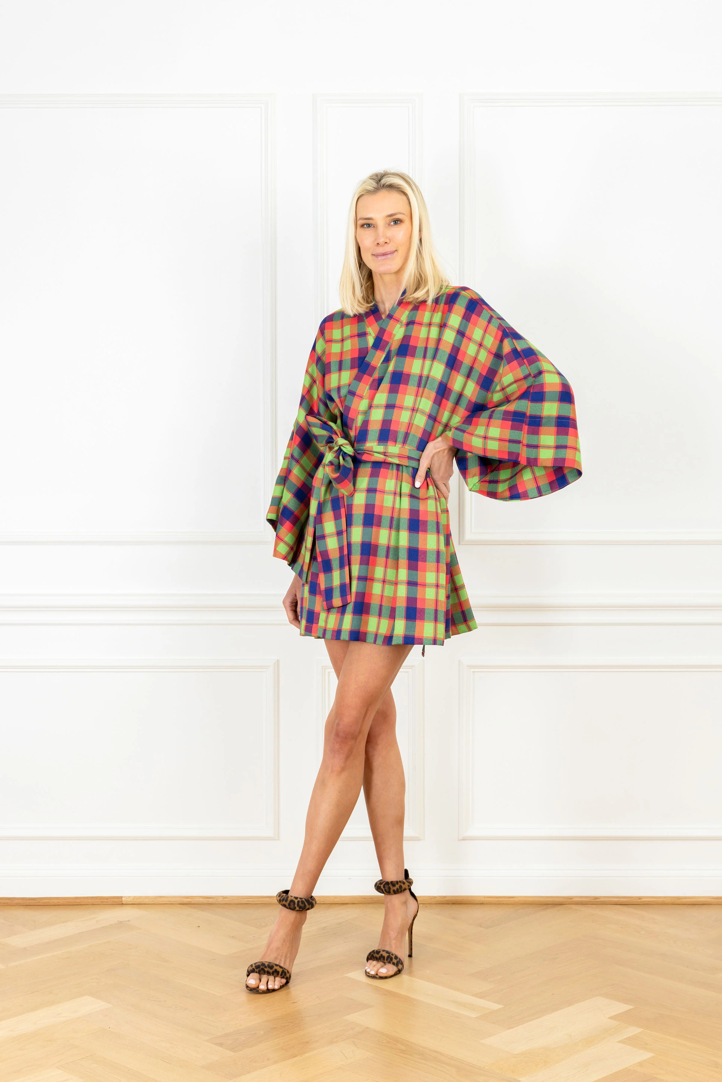 Garnet Plaid Mini Wrap Dress | La Vie Style House