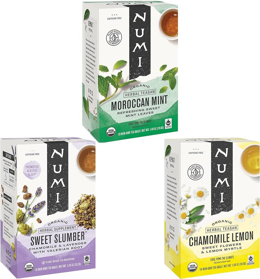 Numi Organic Herbal Tea Variety, 52 Tea Bags Total, Moroccan Mint, Sweet Slumber, Chamomile Lemon... | Amazon (US)