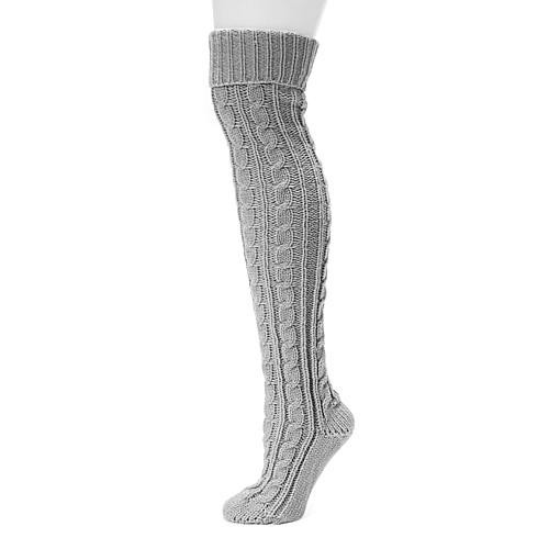 MUK LUKS Women's Cable Knit Over-the-Knee Socks - Ivory/Off White | HSN