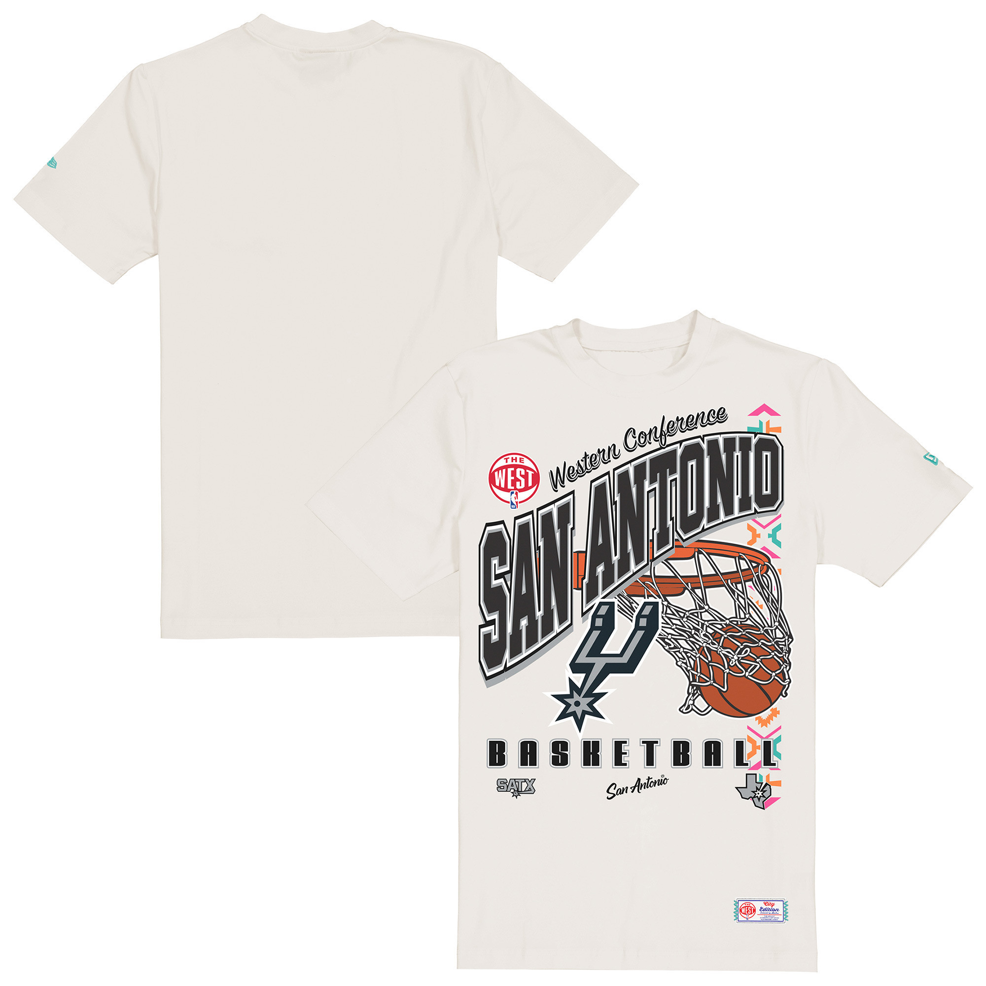 Men's New Era Cream San Antonio Spurs Oversized City Edition Remix Vintage T-Shirt | NBA Shop