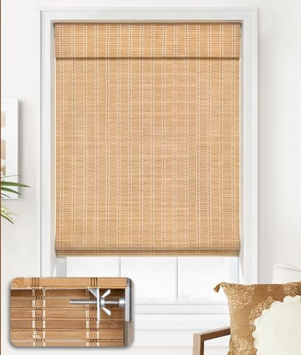 LazBlinds No Drill Bamboo Roman Shades, 46x64, Brown | Amazon (US)