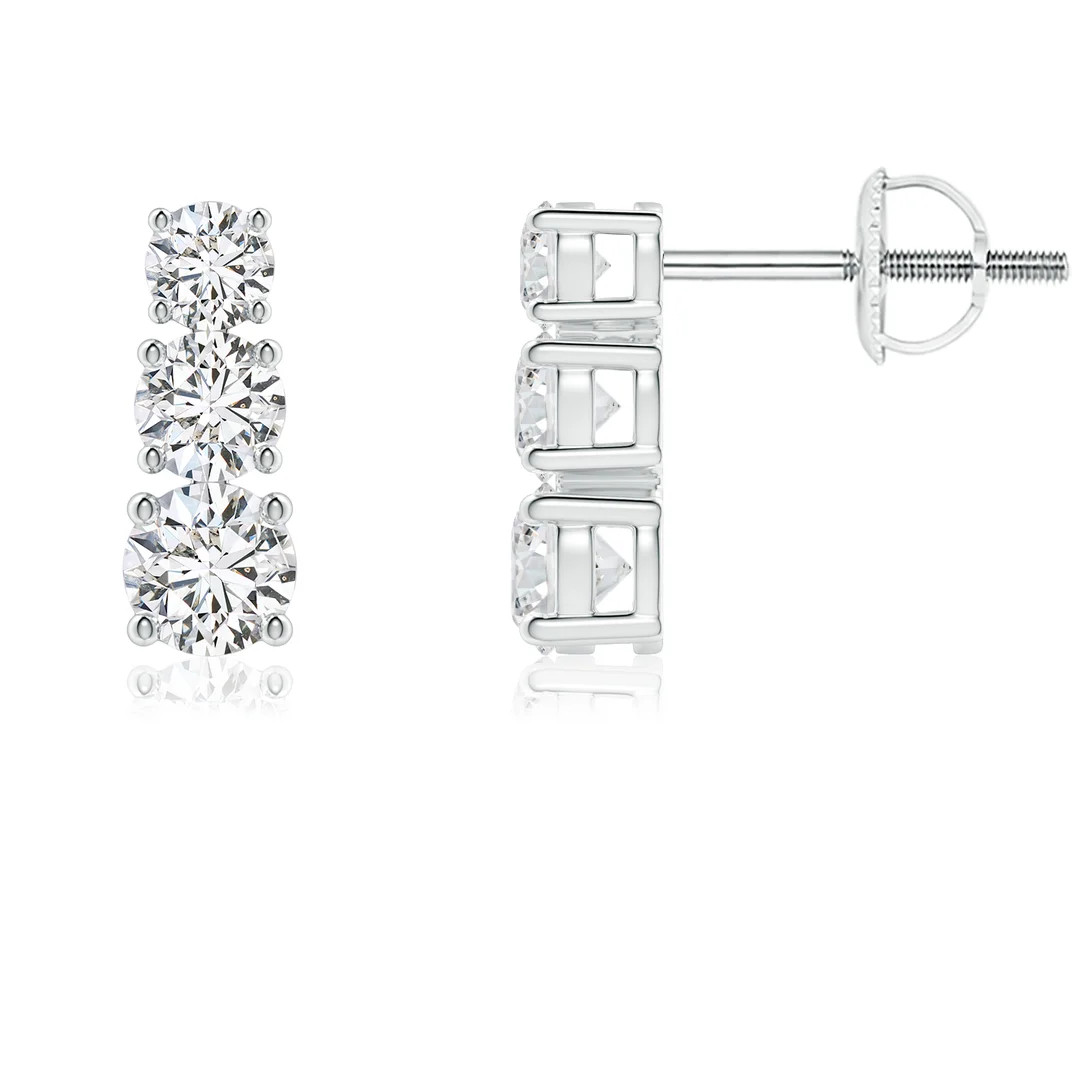 Graduated Diamond Three Stone Earrings | Angara Inc.