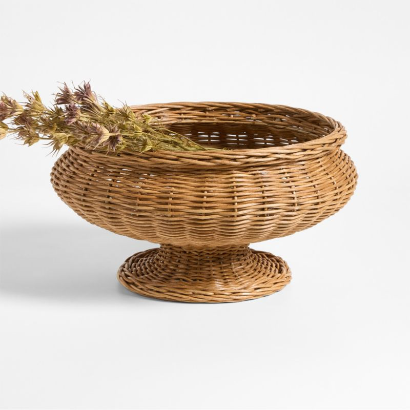 Alford Brown Woven Rattan Centerpiece Bowl 16.5" + Reviews | Crate & Barrel | Crate & Barrel