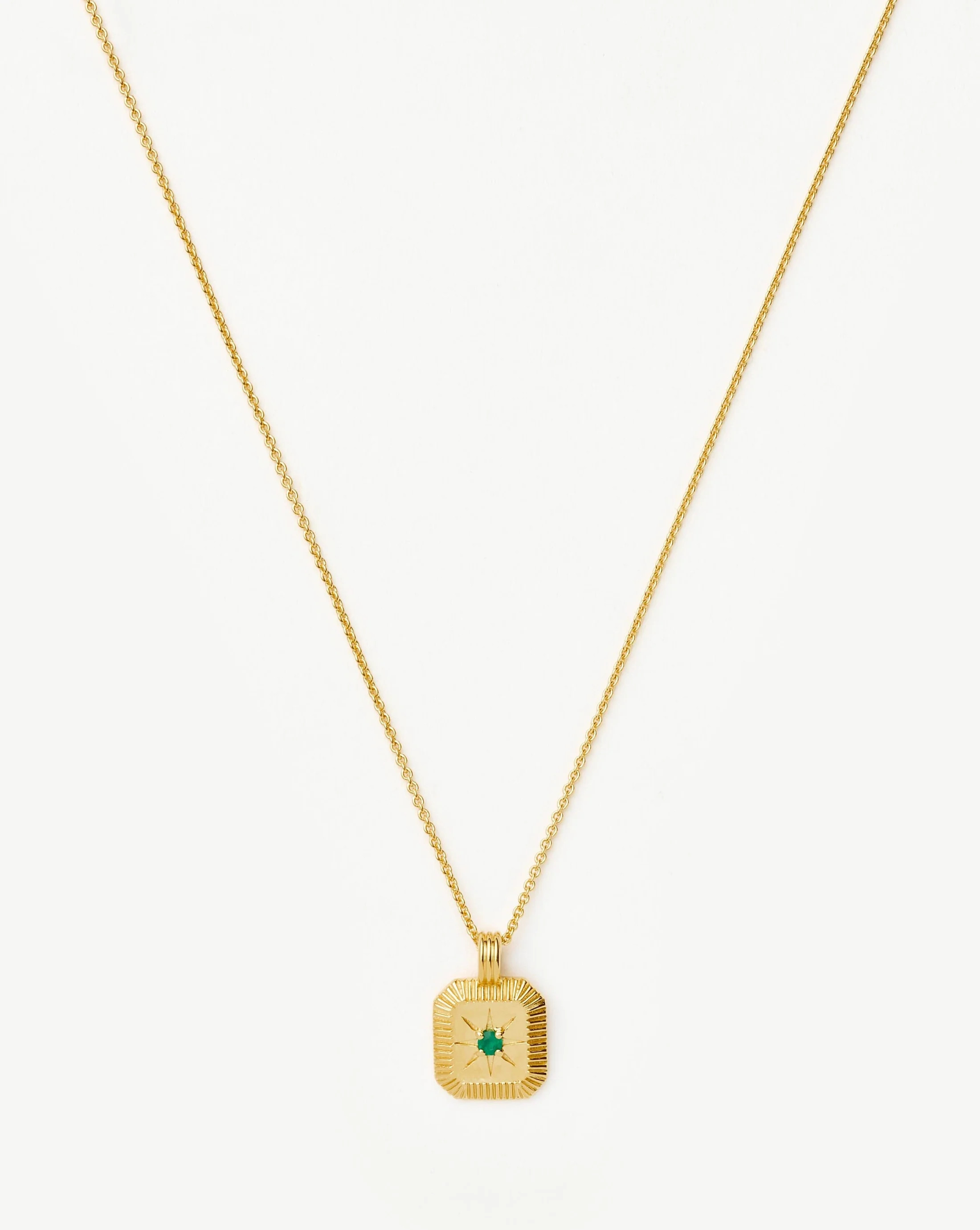 May Birthstone Pendant Necklace | Gold/Dyed Green Chalcedony | Missoma UK