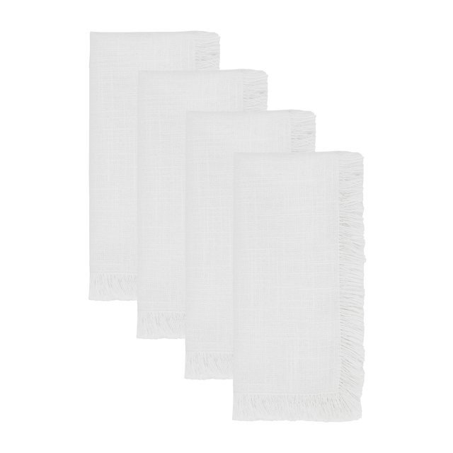 My Texas House Solid Fringe Cloth Dinner Table Napkins, 4 Pieces, White | Walmart (US)