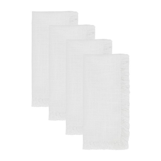 My Texas House Solid Fringe Cloth Dinner Table Napkins, 4 Pieces, White | Walmart (US)