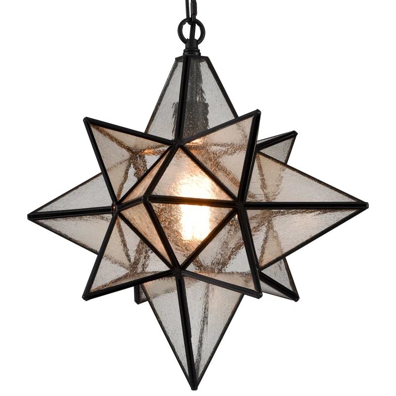 Moravian Star Light Modern Black Pendant Lights Clear Glass Light 19 Inches Hanging Lights For Be... | Wayfair North America