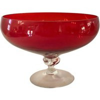 Handblown Red Art Glass Pedestal Compote Bowl, Vintage Centerpiece | Etsy (US)