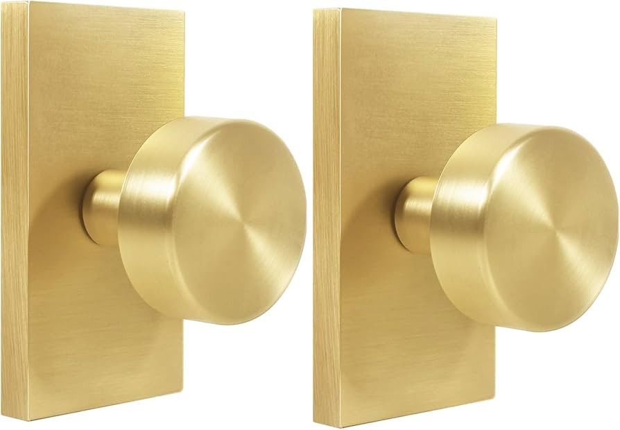 2 Pack Gold Dummy Door Knob Interior,Satin Brass Bifold and Closet Door Knobs Inactive Dummy Door... | Amazon (US)