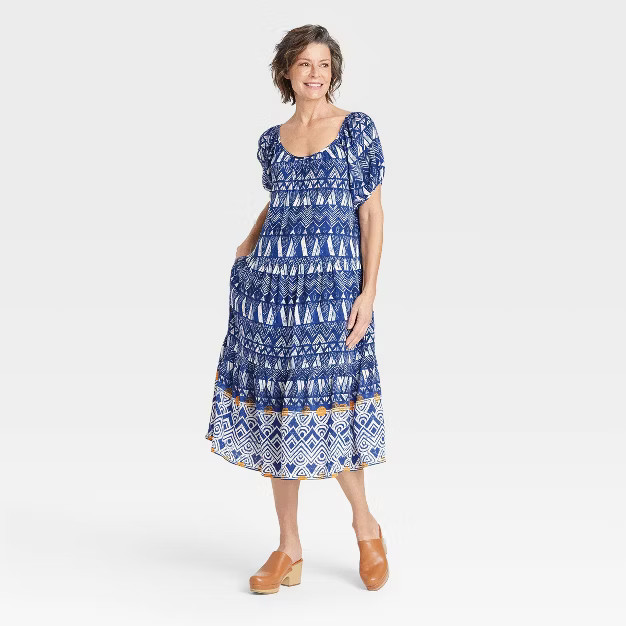 Women's Puff Short Sleeve Tiered A-Line Dress - Knox Rose™ | Target