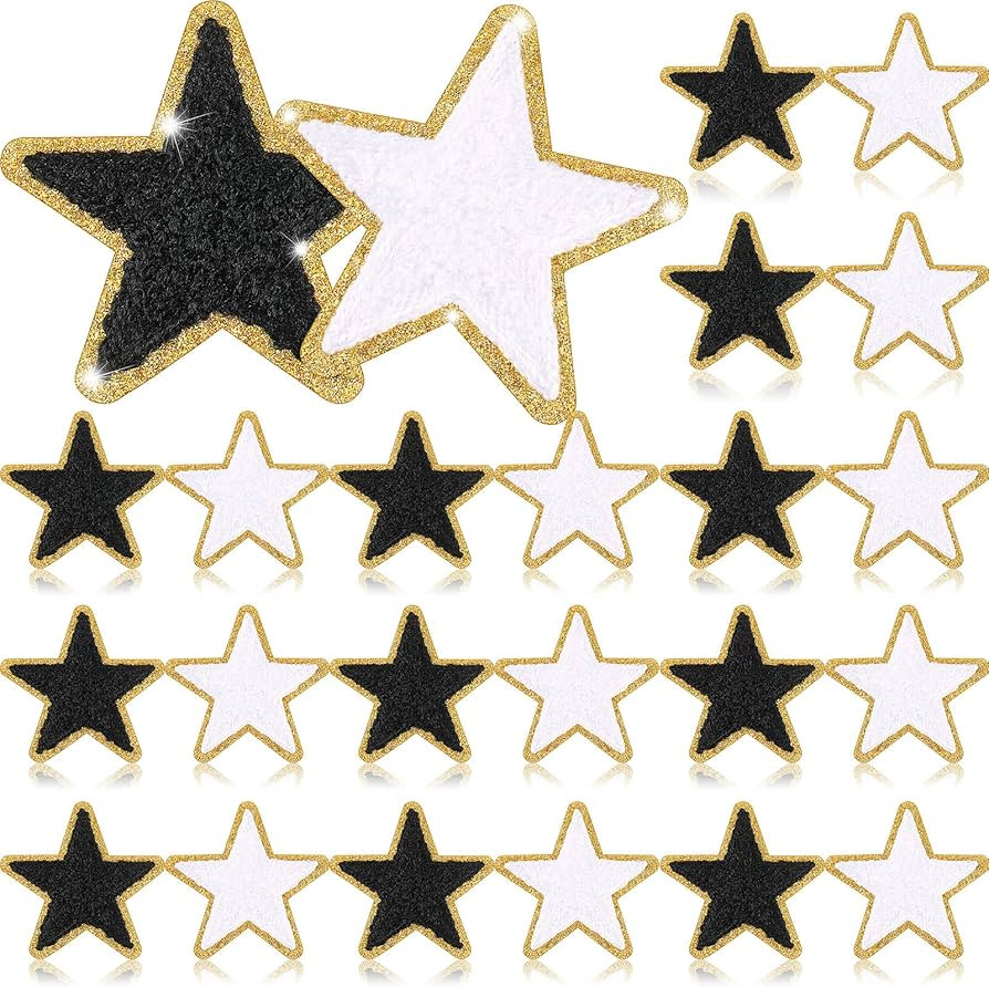 Jexine 32 Pieces Chenille Star Patches Self Adhesive Small Star Fabric Stickers Patches DIY Sewin... | Amazon (US)