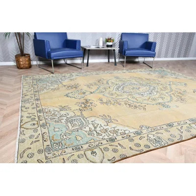 Vintage Turkish Oversize Oriental Rug in Beige for Classic Home Living Room Decor and Antique Bohemian Style | Wayfair North America