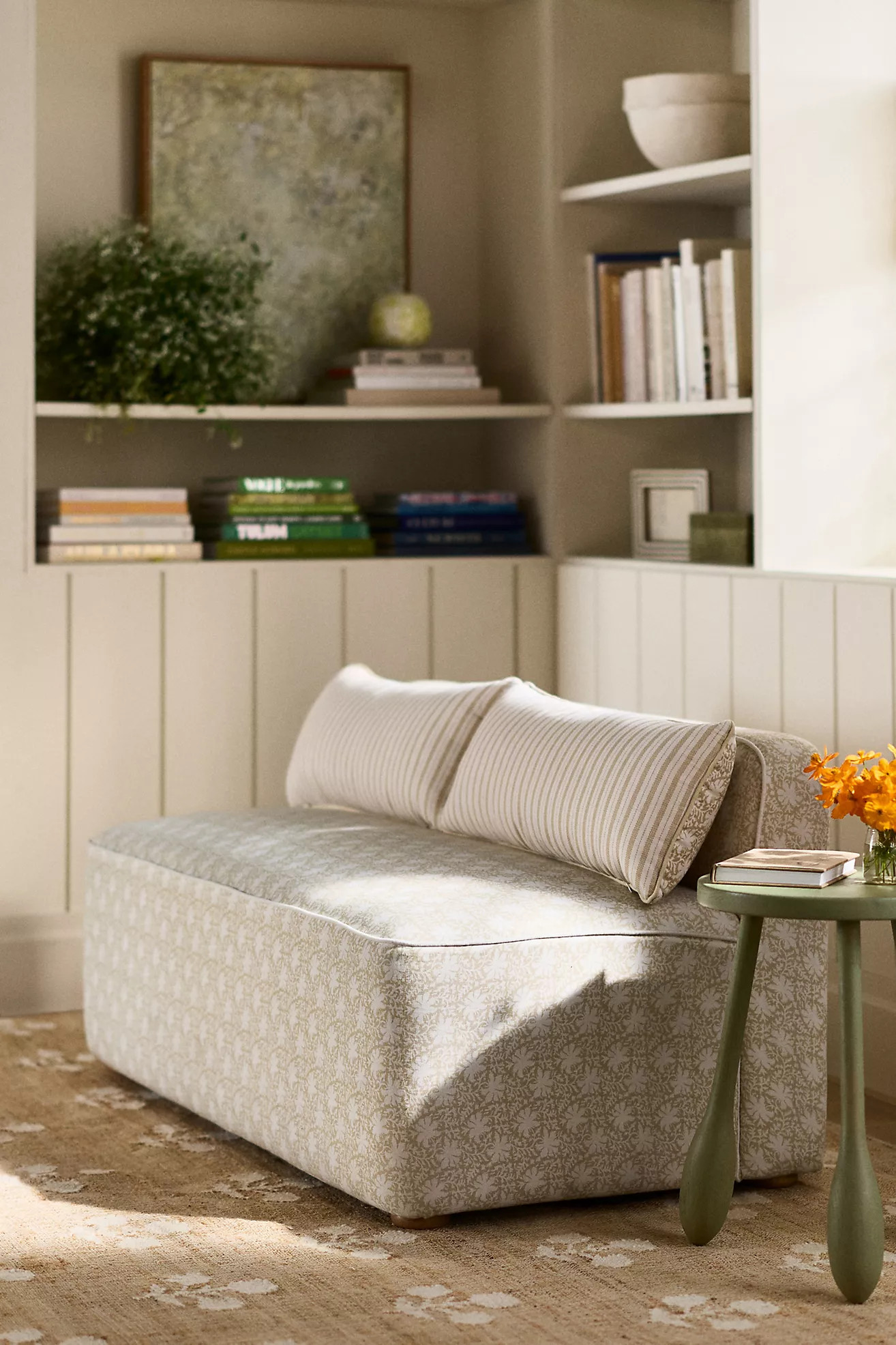 Magnolia Linen-Blend Printed Dining Bench | Anthropologie (US)