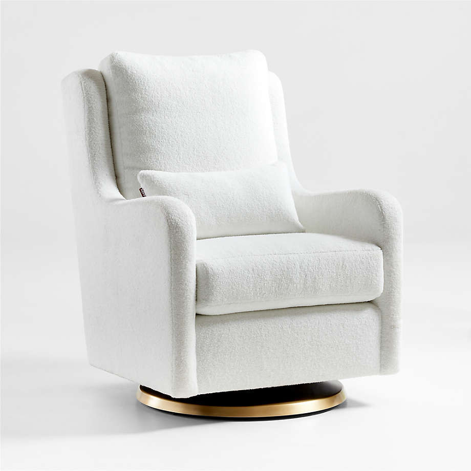 Milo Green Nursery Swivel Glider Chair with Gold Base + Reviews | Crate & Kids | Crate & Barrel