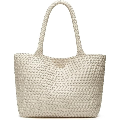 Woven Tote Bag Womens Purse: Vegan Leather Shoulder Handbags - Fashion Summer Beach Tote Bags - L... | Amazon (US)