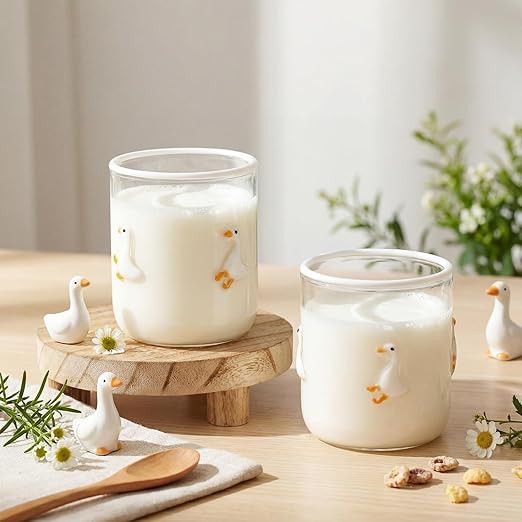 Yungyan 2 Pack Goose Icon Juice Glasses 14 oz Stemless Wine Icon Drinking Glasses Cute Goose Glas... | Amazon (US)