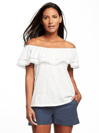 Old Navy Off The Shoulder Swing Top For Women Size XL Tall - Cream | Old Navy US