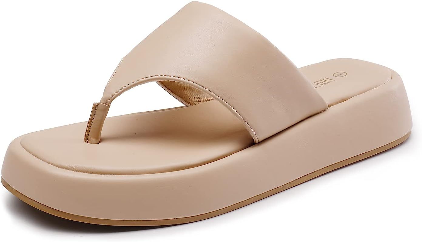 DREAM PAIRS Women Slip on Wedges Sandals Comfort Cute Walking Platform Open Toe Soft Flatform | Amazon (US)