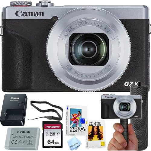 Canon PowerShot G7 X Mark III Digital Camera (Silver) + 64GB Memory + Stabilizing Grip + Software Pack +More (Value Bundle)(Renewed) | Amazon (US)