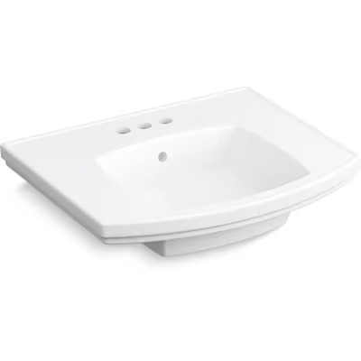 KOHLER Elliston White Vitreous China Traditional Pedestal Sink Top (20-in x 25-in x 6.94-in) | Lowe's