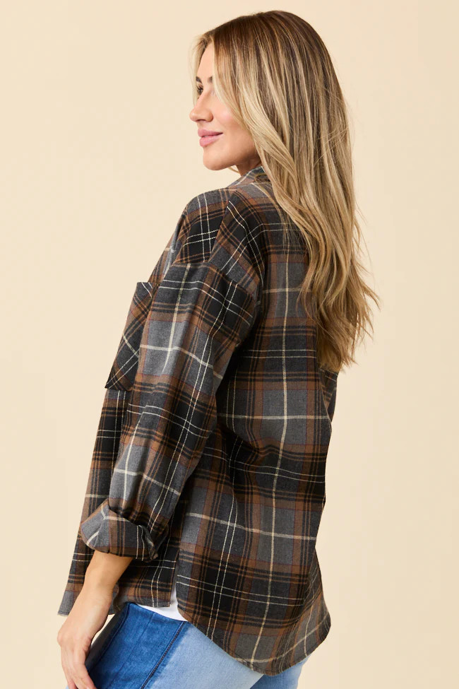 Nash Black Flannel Button Down Top FINAL SALE | Pink Lily