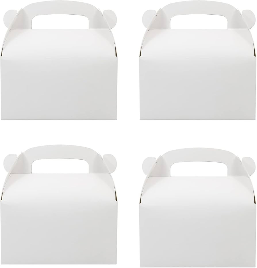 30-Pack White Party Favor Treat Boxes, Goodie Gable Paper Gift Boxes with Handles. Perfect for We... | Amazon (US)